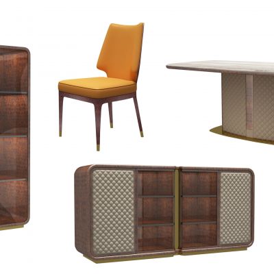 现代实木边柜餐桌