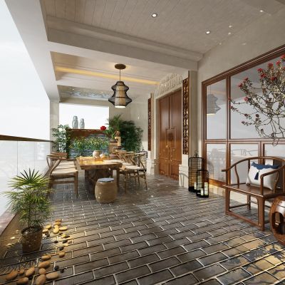 新中式阳台花园