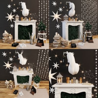 圣诞树挂饰壁炉书彩灯鹿头书礼盒