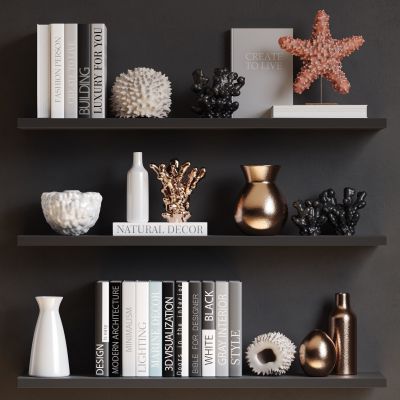 现代书籍摆件海洋生物装饰品