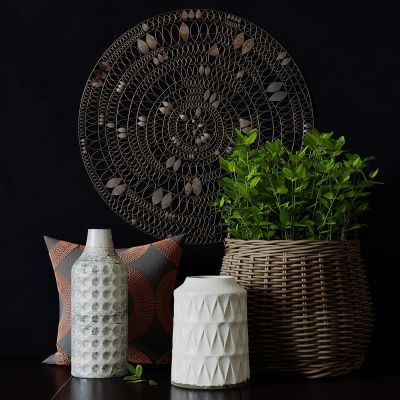 藤编篮子抱枕装饰品