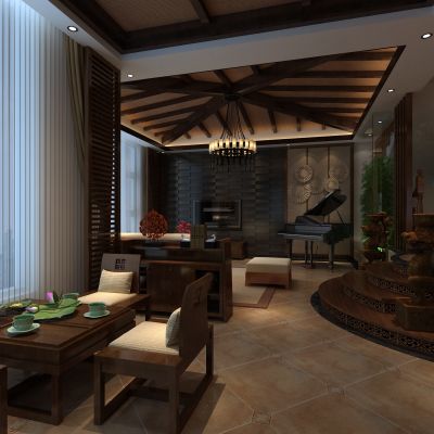 新中式茶室钢琴