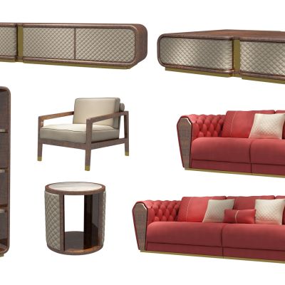 简美边柜置物架沙发组合