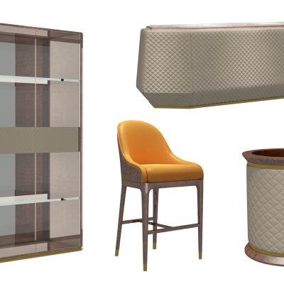 简美吧台吧椅酒柜组合