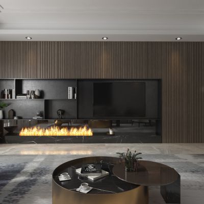 后现代客厅电视墙