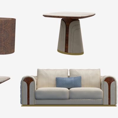 现代皮革沙发组合3D模型