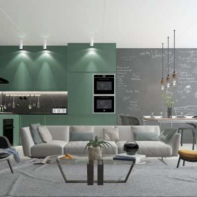 大平层厨房客餐厅