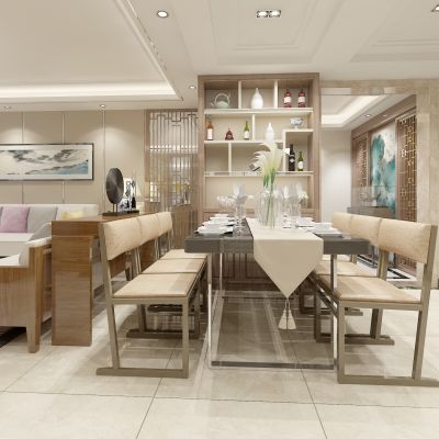 新中式大平层客厅餐厅茶室