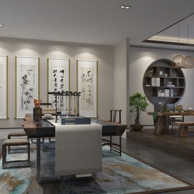 新中式茶室茶桌