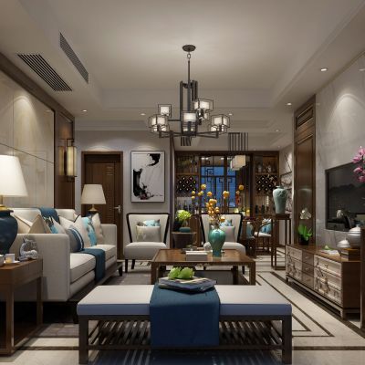 新中式风格客厅餐厅