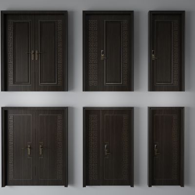 中式子母门平开门双开门