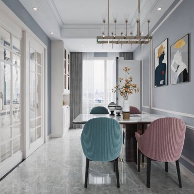 现代轻奢风格客厅餐厅