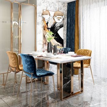 现代轻奢风格客厅餐厅