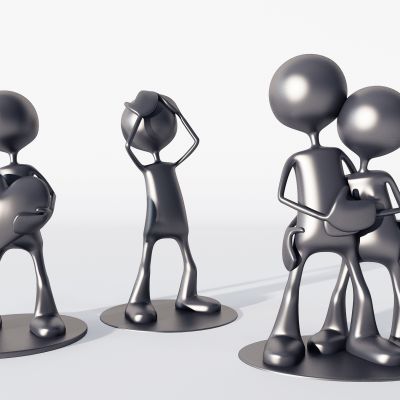 现代金属小人摆件