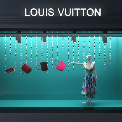 商场女装专卖店橱窗服装模特皮包