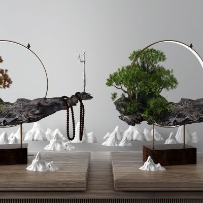 中式松树摆件工艺品