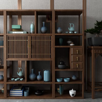 中式博古架盆栽