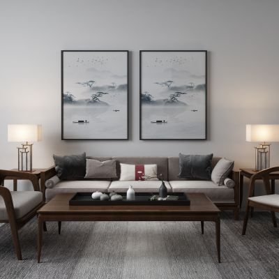 新中式沙发茶几