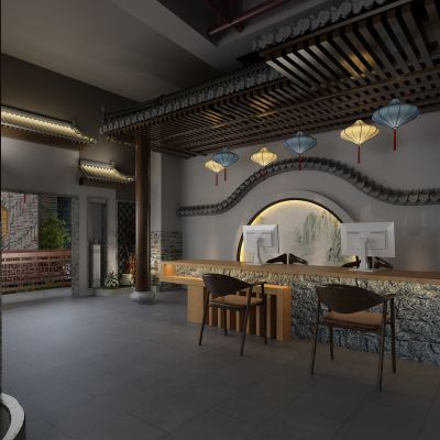 中式餐厅包间前台