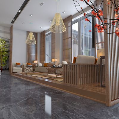 现代酒店前台接待区休息区