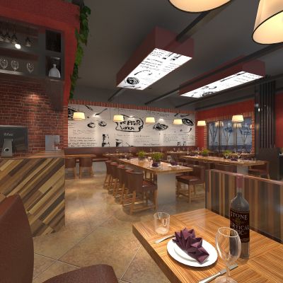 工业风现代格调西餐厅咖啡厅