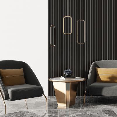 后现代单人沙发边几组合