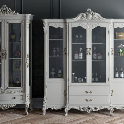 简欧酒柜 酒瓶 红酒3D模型