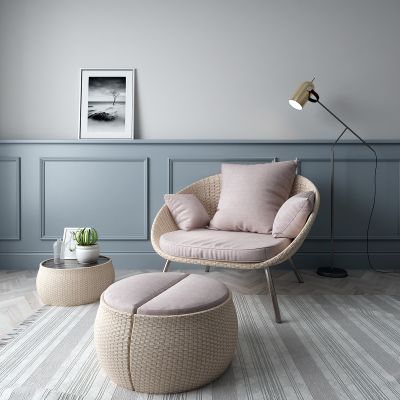 北欧休闲椅 藤编椅子