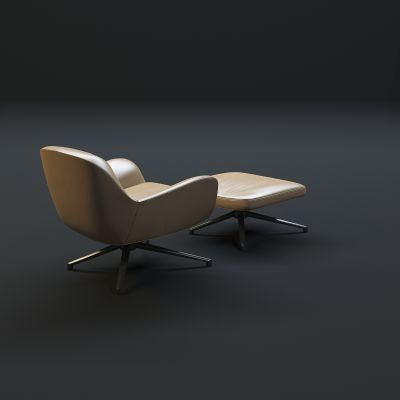 现代单人沙发脚榻组合