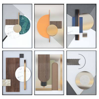 现代轻奢创意拼装挂画