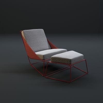 现代单人沙发脚榻组合