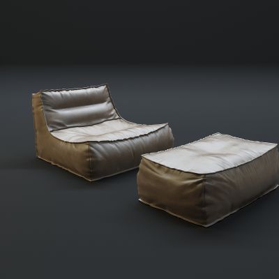 现代单人沙发，脚榻组合