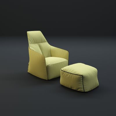 现代单人沙发脚榻组合