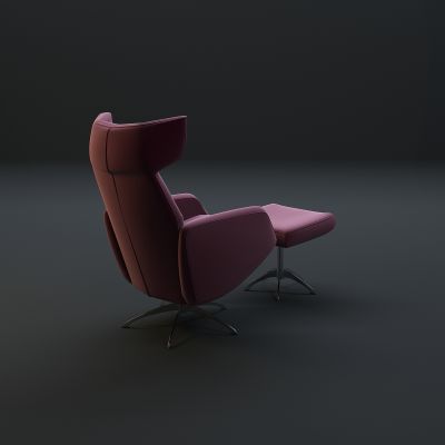 现代单人沙发脚榻组合