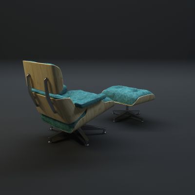 现代单人沙发脚榻组合