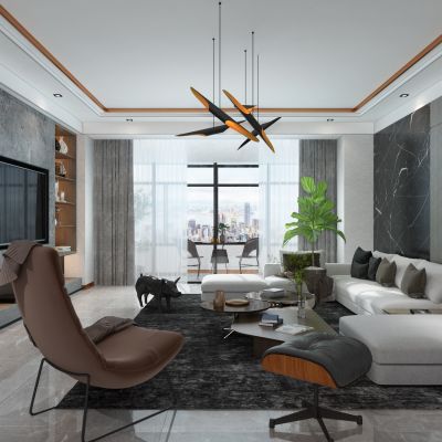 现代风格的客厅