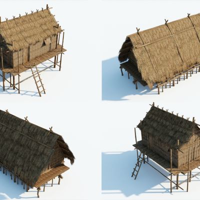 茅草屋，草屋，茅屋，沙滩茅草屋，沙滩建筑