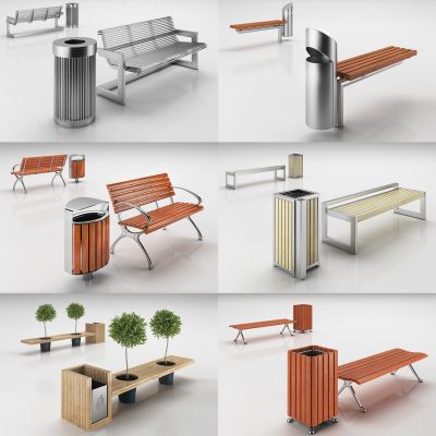 长椅，排椅，公园长椅，户外长椅，户外椅，休闲椅，垃圾桶