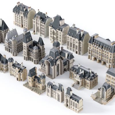 欧式建筑，美式建筑，建筑配楼，欧式楼房，简欧住宅，建筑外观