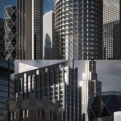 建筑群，商业楼，地标建筑，建筑配楼，写字楼，建筑裙楼，高楼