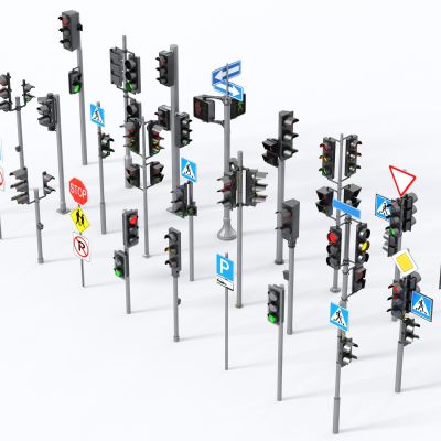 红绿灯，路灯，路牌，路标，指示牌，高速路路牌