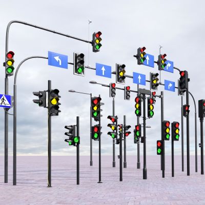 红绿灯，路灯，路牌，路标，指示牌，道路标识