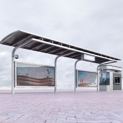 公交站台，公交亭，广告牌，广告箱，站台，公交牌，路牌