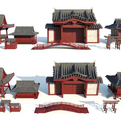 古建筑，古城建筑，中式古建筑，日式古建筑，古建小品