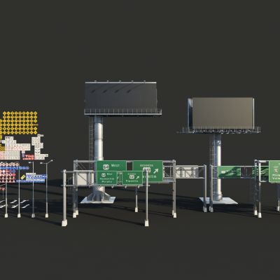 道路设施，道路小品，室外小品，户外小品，标识牌，指示牌，广告牌