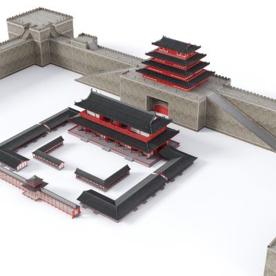 古建筑群，古城建筑，古城楼，古城墙，廊桥，塔楼