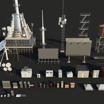 建筑配件，天台设施，天台设备，天线，空调，露天广告