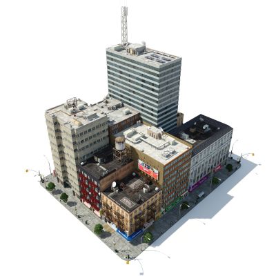 建筑，建筑配楼，裙楼，城市街道，建筑配件，街道小品，道路设施，天台配件