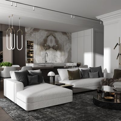 现代风格的客厅