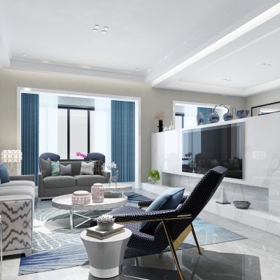 现代风格黑白灰客厅